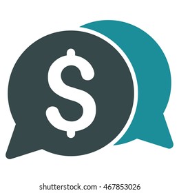 Money Messages icon. Vector style is bicolor flat iconic symbol with rounded angles, soft blue colors, white background.