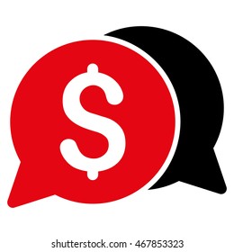 Money Messages icon. Vector style is bicolor flat iconic symbol with rounded angles, intensive red and black colors, white background.