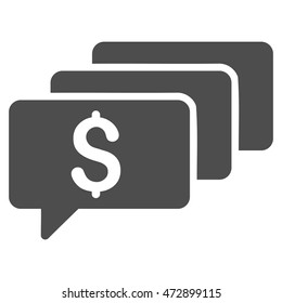 Money Messages icon. Vector style is flat iconic symbol with rounded angles, gray color, white background.