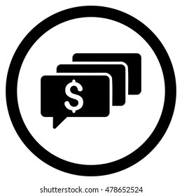 Money Messages rounded icon. Vector illustration style is flat iconic symbol, black color, white background.