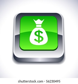 Money Metallic 3D lebhaftes quadratisches Symbol.