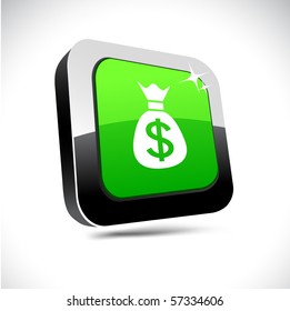 Money metallic 3d vibrant square icon.