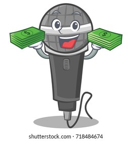 With money microphone cartoon character design