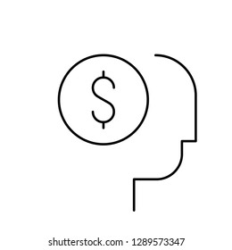money mind line icon vector  isolated illustration editable