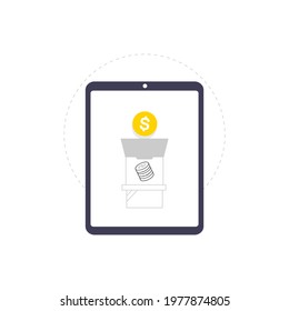 money mining vector illustration concept with smartphone