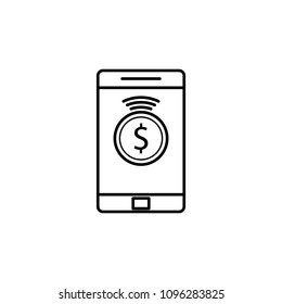 money in mobile banking icon. Element of mobile banking for smart concept and web apps. Thin line money in mobile banking icon can be used for web and mobile on white background