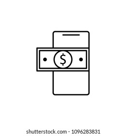 money in mobile banking icon. Element of mobile banking for smart concept and web apps. Thin line money in mobile banking icon can be used for web and mobile on white background