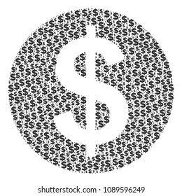 Money mosaic of dollars and sphere spots. Vector dollar pictograms are composed into money composition.