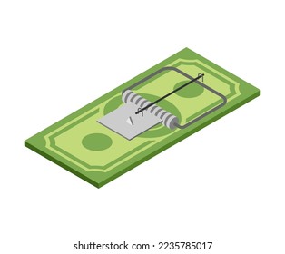 Money Mousetrap isolated. The concept of money credit Trap