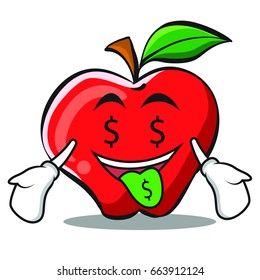 Money mouth apple cartoon character design vector illustration