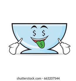 Money mouth bowl character cartoon style vector art