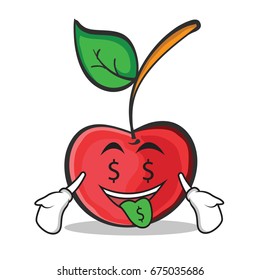 Money mouth cherry character cartoon style