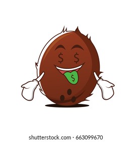 Money mouth coconut cartoon character vector illustration