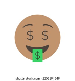 Money Mouth Face, Dollar Sign Eyes, Money Face. Vector Illustration. Emoji. Isolated 3D. Vector Emoji. For App