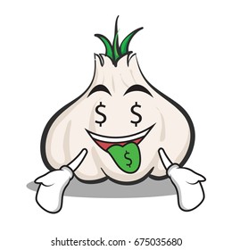 Money mouth garlic cartoon character