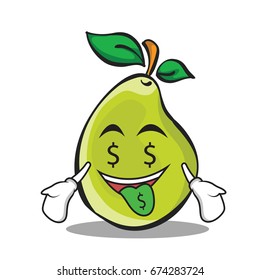Money mouth pear character cartoon