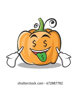 Money mouth pumpkin character cartoon style