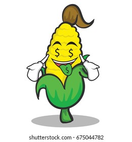 Money mouth sweet corn character cartoon