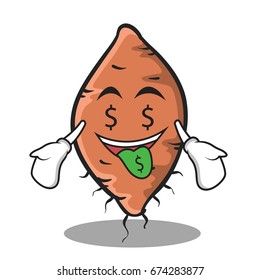 Money mouth yam character cartoon style
