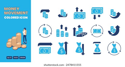 money movement colored icon vector design good for web and mobile app