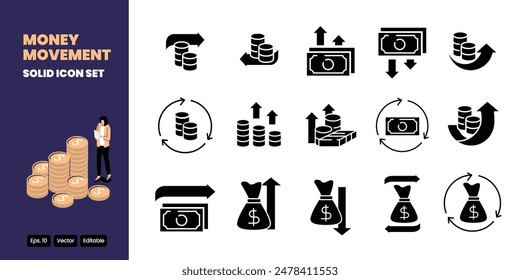 money movement solid icon vector design good for web and mobile app