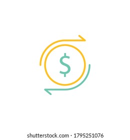 diseño del logotipo del icono del vector del movimiento del dinero