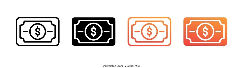 Money Multi Style Icon Set Vetor