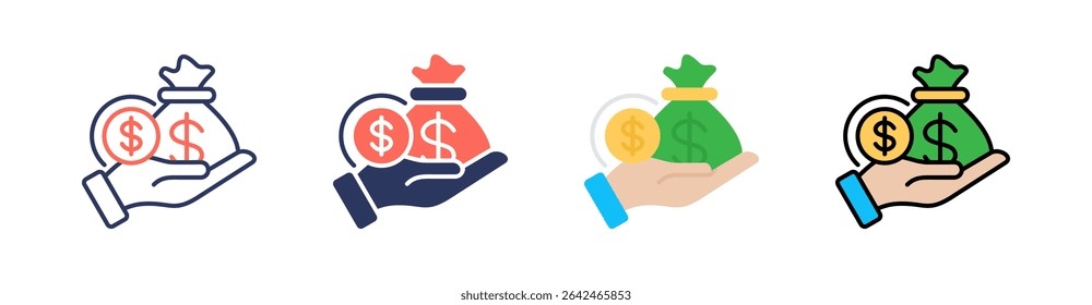 Money Multi Style Icon Set Vector