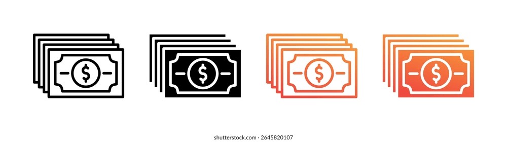 Dinero Multi Style Icon Set Vector
