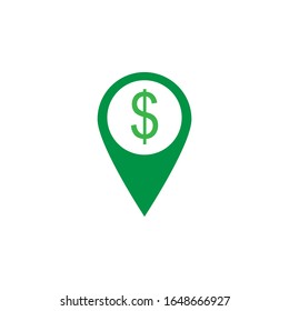 money navigation. dollar location on a white background.