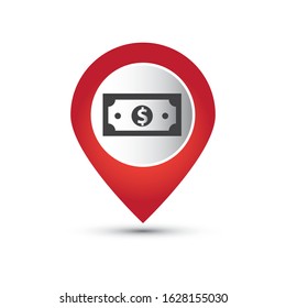 money navigation. dollar location vector icon