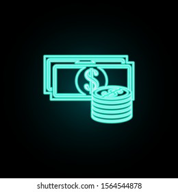 Money neon icon. Simple thin line, outline vector of banking icons for ui and ux, website or mobile application