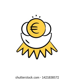 money in nest icon yellow hand drawn theme for passive income concept