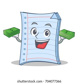 With money notebook character cartoon design
