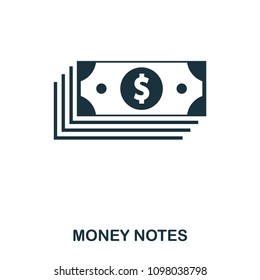 Money Notes icon. Flat style icon design. UI. Illustration of money notes icon. Pictogram isolated on white. Ready to use in web design, apps, software, print