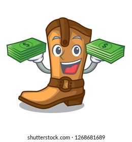 With money old cowboy boots in shape character