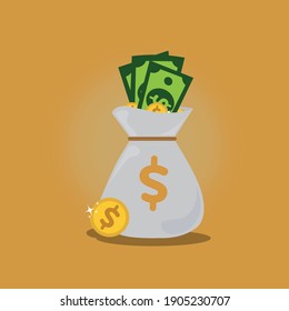 Money on a bag vector background design