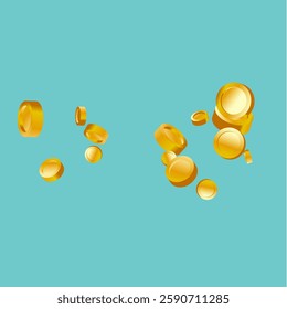 Money on Blue Background. Cash Back Illustration. Win in a Lottery Concept Design. Golden Vector Coins Rain. Cashback Explosion. Flying 3d Cash for Casino Business  Banner. Sale Discount Background.