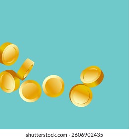 Money on Blue Background. Sale Discount Background. Golden Vector Coins Rain. Cash Back Illustration. Win in a Lottery Concept Design. Cashback Explosion. Flying 3d Cash for Casino Business  Banner.