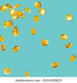 Dinheiro no fundo azul. Histórico de Desconto de Venda. "Golden Vetor Coins Rain" (em inglês). Bandeira de negócios Flying 3d Cash for Casino. Ilustração de Cash Back. Ganhe em um projeto de conceito de loteria. Explosão Cashback.