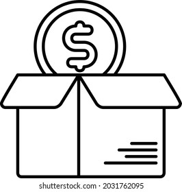 Dinero en la caja, ilustración del icono del vector de dinero, Parte del conjunto de iconos SEO