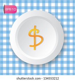 Money on dish,vector
