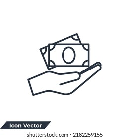 Money on hand icon logo vector illustration. finance symbol template for graphic and web design collection