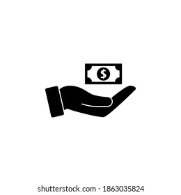 Money on hand icon symbol vector on white background.