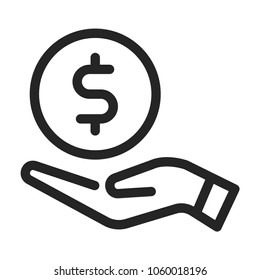 Money on hand icon vector