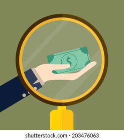 Dinero a mano. Diseño plano moderno concepto de ilustración vectorial.
