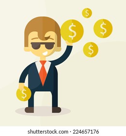 Money on hand. Modern Flat design vector illustration concept.
