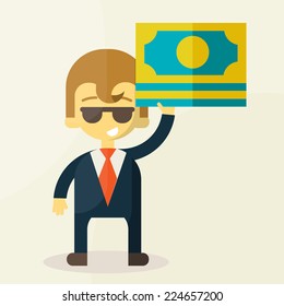Money on hand. Modern Flat design vector illustration concept.