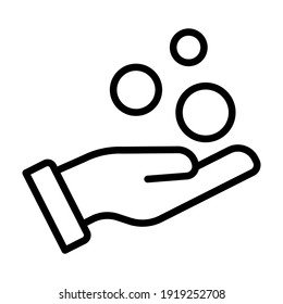 Money on hand, obtain line icon. Simple outline style hand and coins for web template and app. Vector illustration isolated on white background. EPS 10