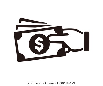 Money On Hand, Pay Money, Exchange Vector Icon Illustration (US Dollar)